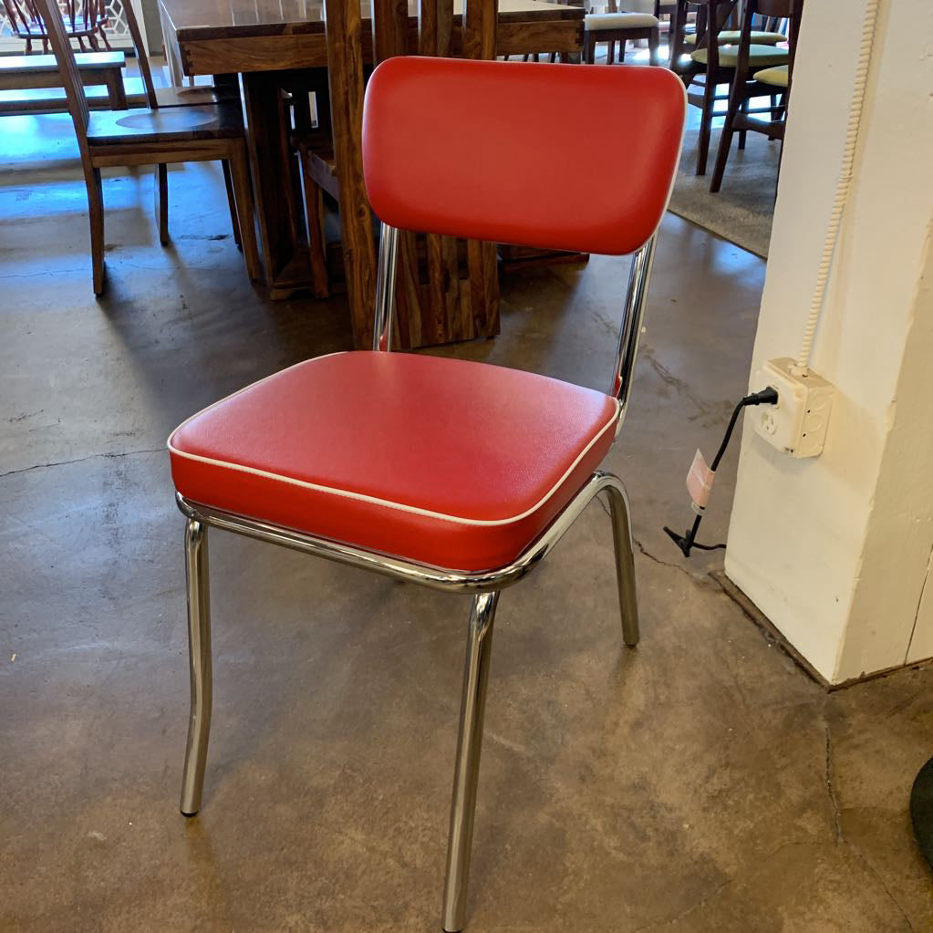 Retro Red Leatherette Dining Chair