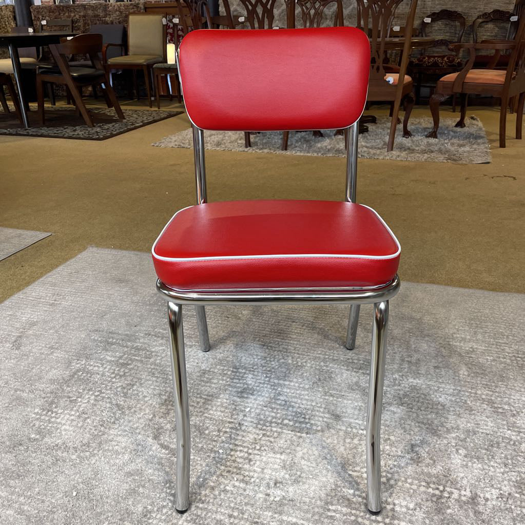 Retro Red Leatherette Dining Chair