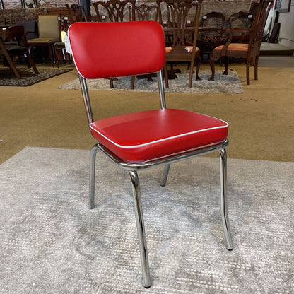 Retro Red Leatherette Dining Chair