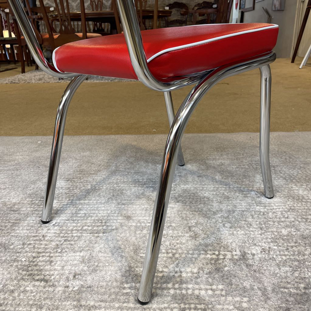 Retro Red Leatherette Dining Chair