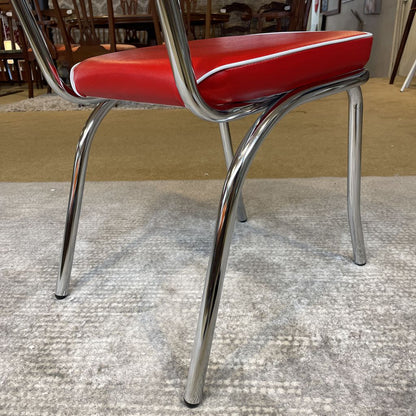 Retro Red Leatherette Dining Chair