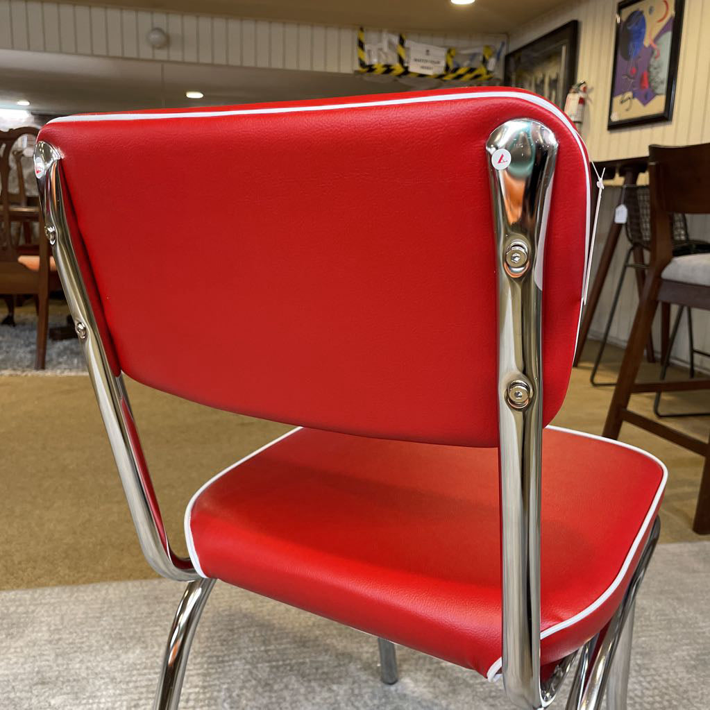 Retro Red Leatherette Dining Chair