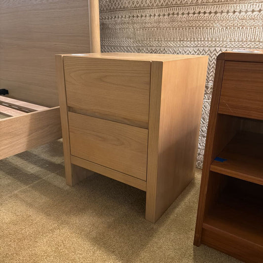 Warm Oak Blocky 2 Drawer Nightstand