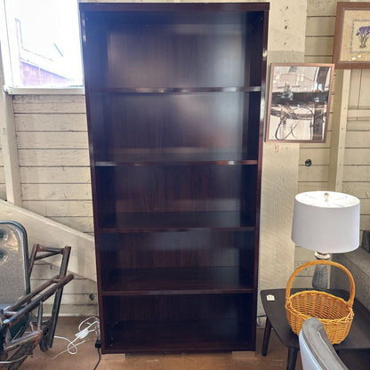 brown tall bookcase
