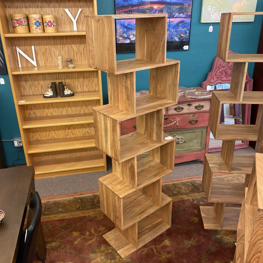 Natural Acacia 6 Cube Shelf C BOOKSHELVES