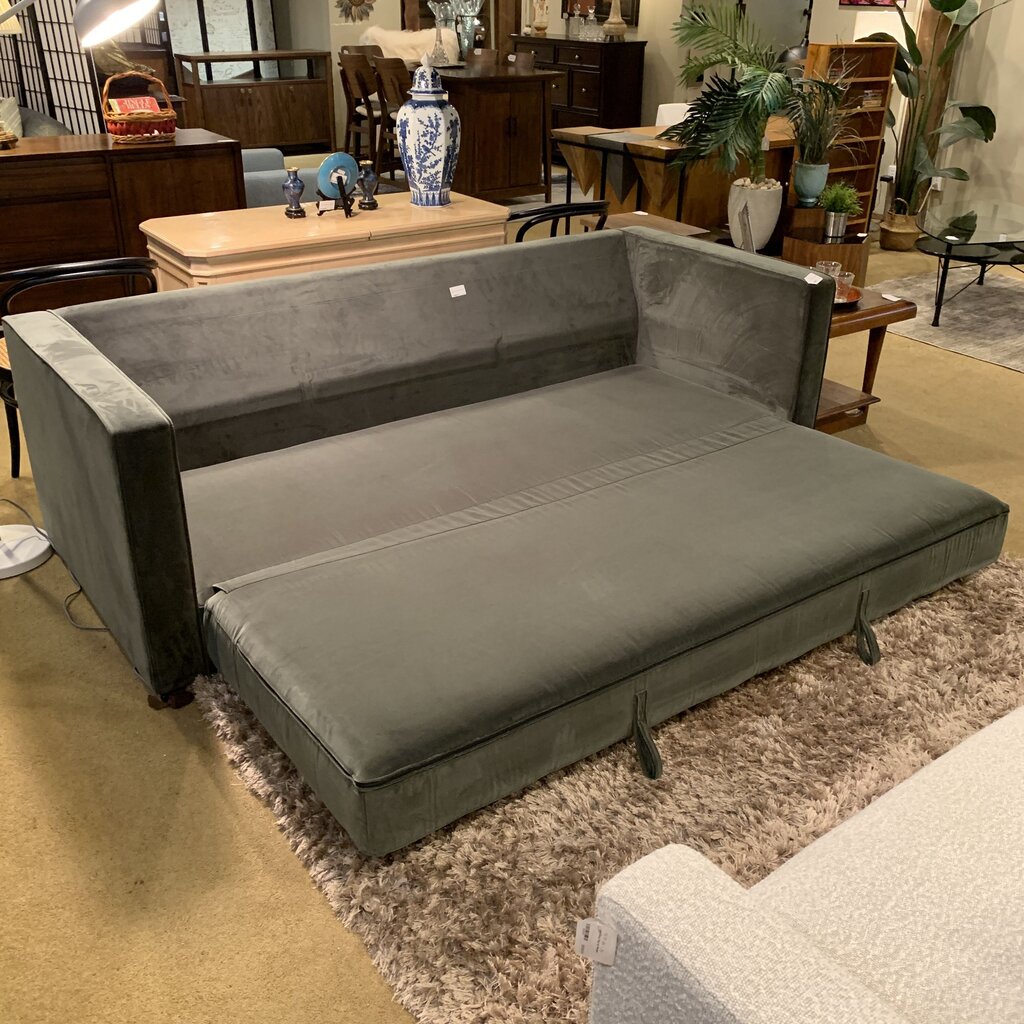 Plush Pacific Green Velvet Sleeper Sofa