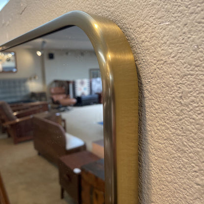 Elegant Rectangular Brass Finish Wall Mirror w Thin Metal Frame