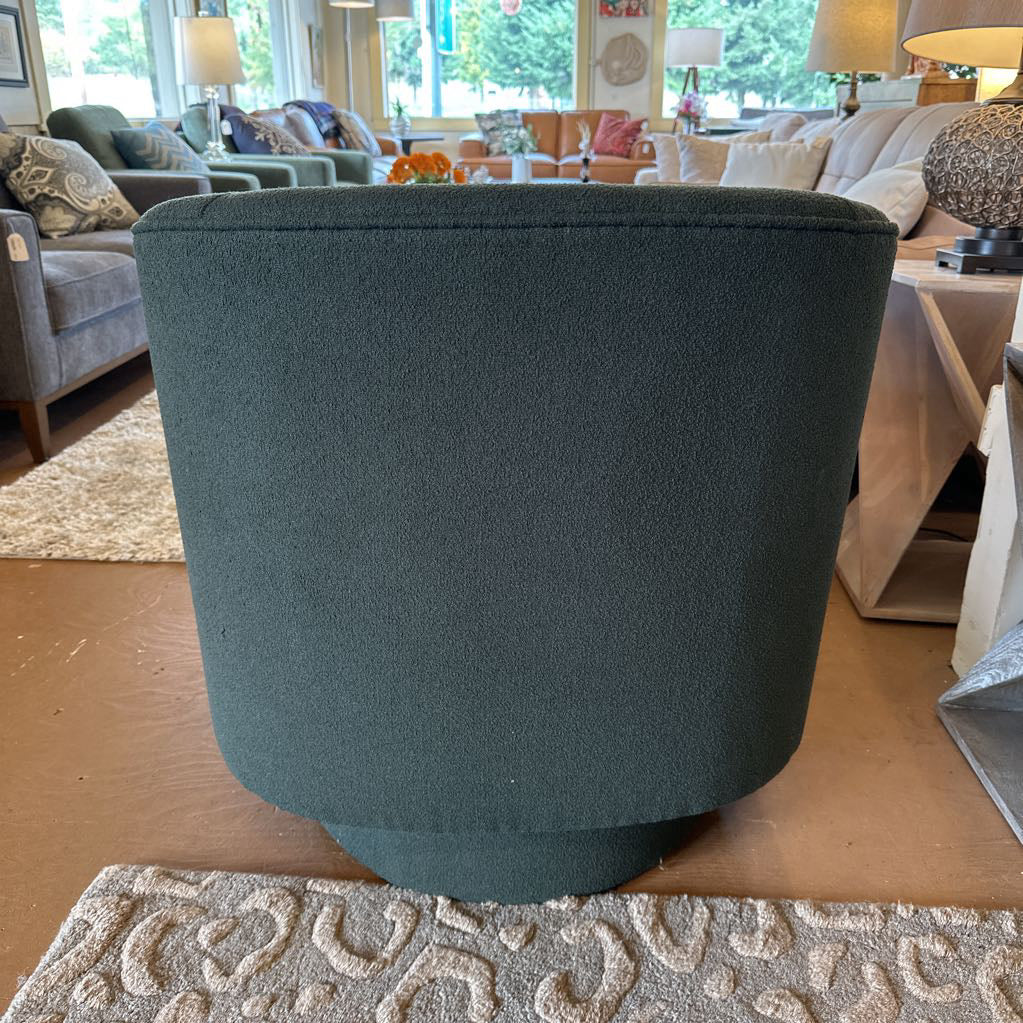 Modern Green Swivel Chair – Curved Upholstered Accent Chair