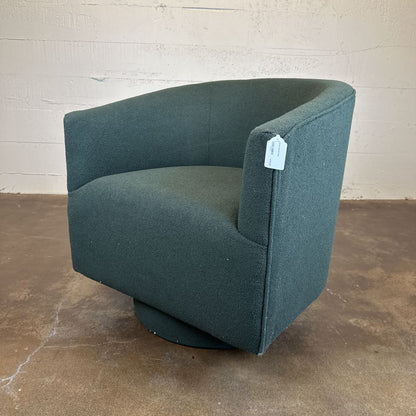 Modern Green Swivel Chair – Curved Upholstered Accent Chair