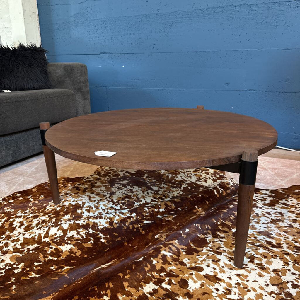 Round Dark Wood Coffee Table