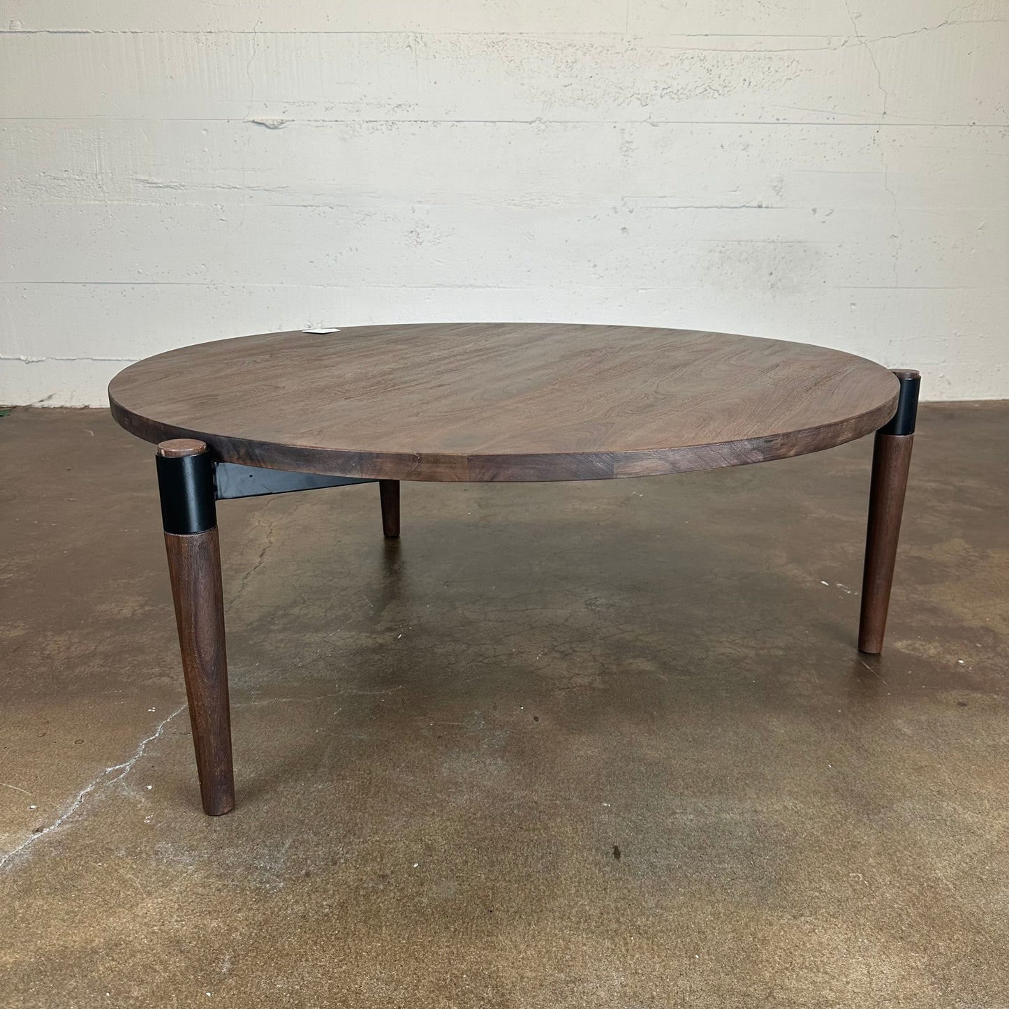 Round Dark Wood Coffee Table
