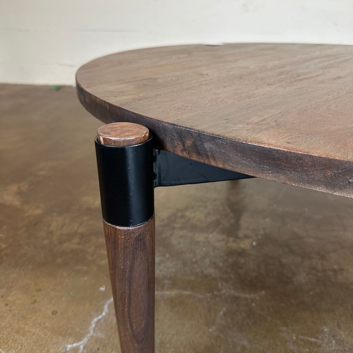 Round Dark Wood Coffee Table
