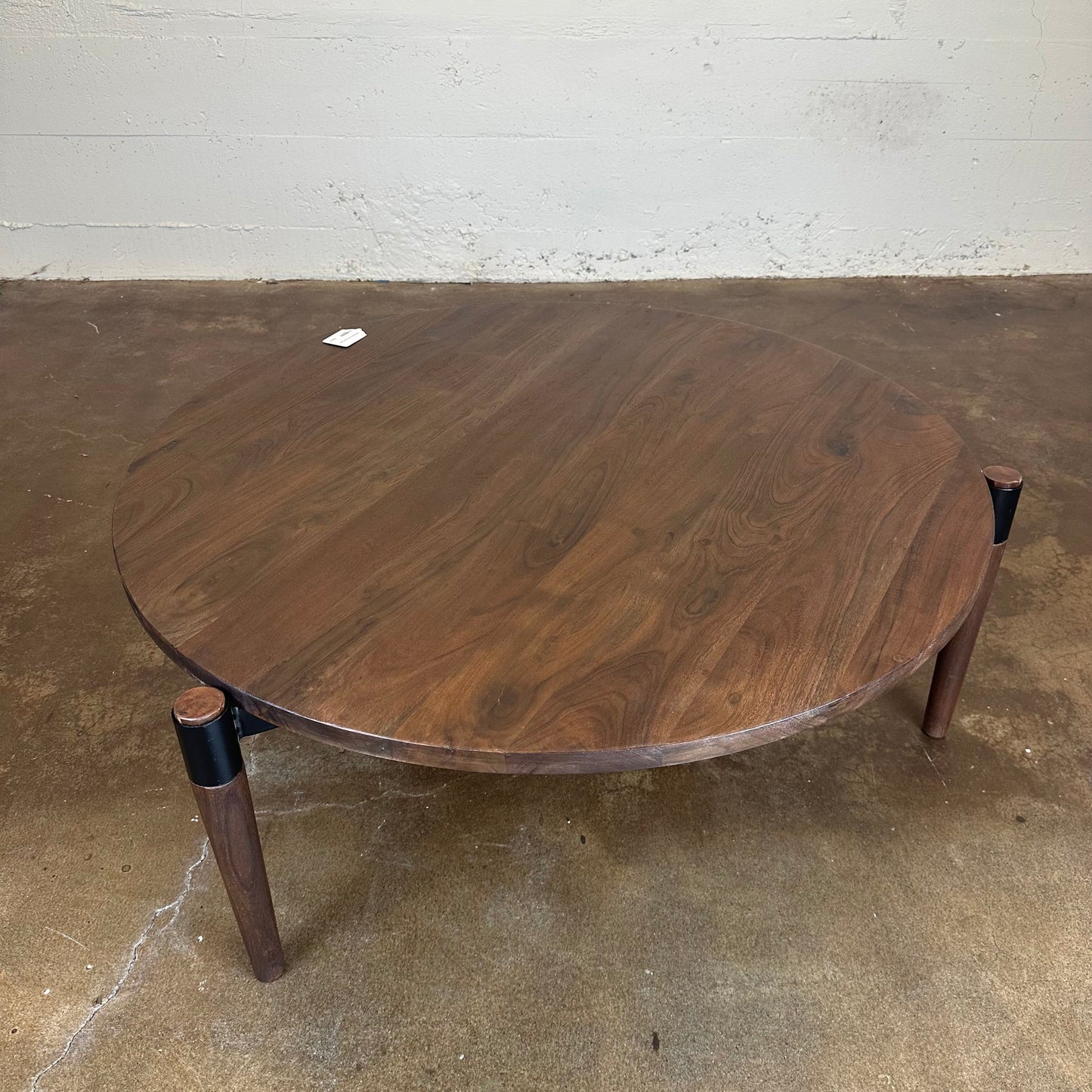 Round Dark Wood Coffee Table