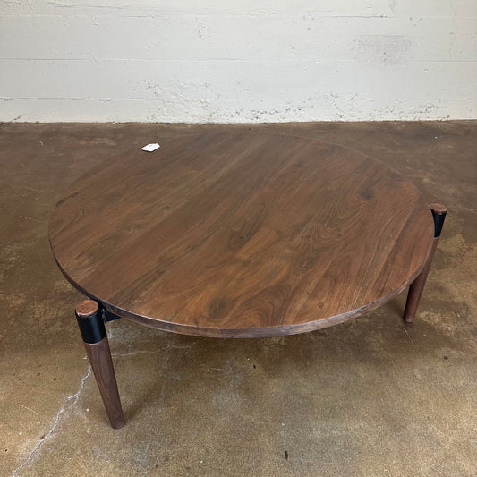 Round Dark Wood Coffee Table