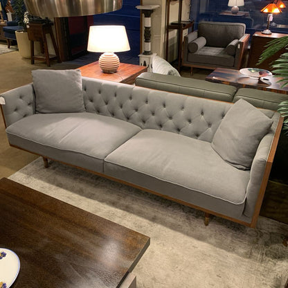 Woodrow Wood Wrapped Grey Sofa by Kardiel