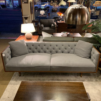 Woodrow Wood Wrapped Grey Sofa by Kardiel