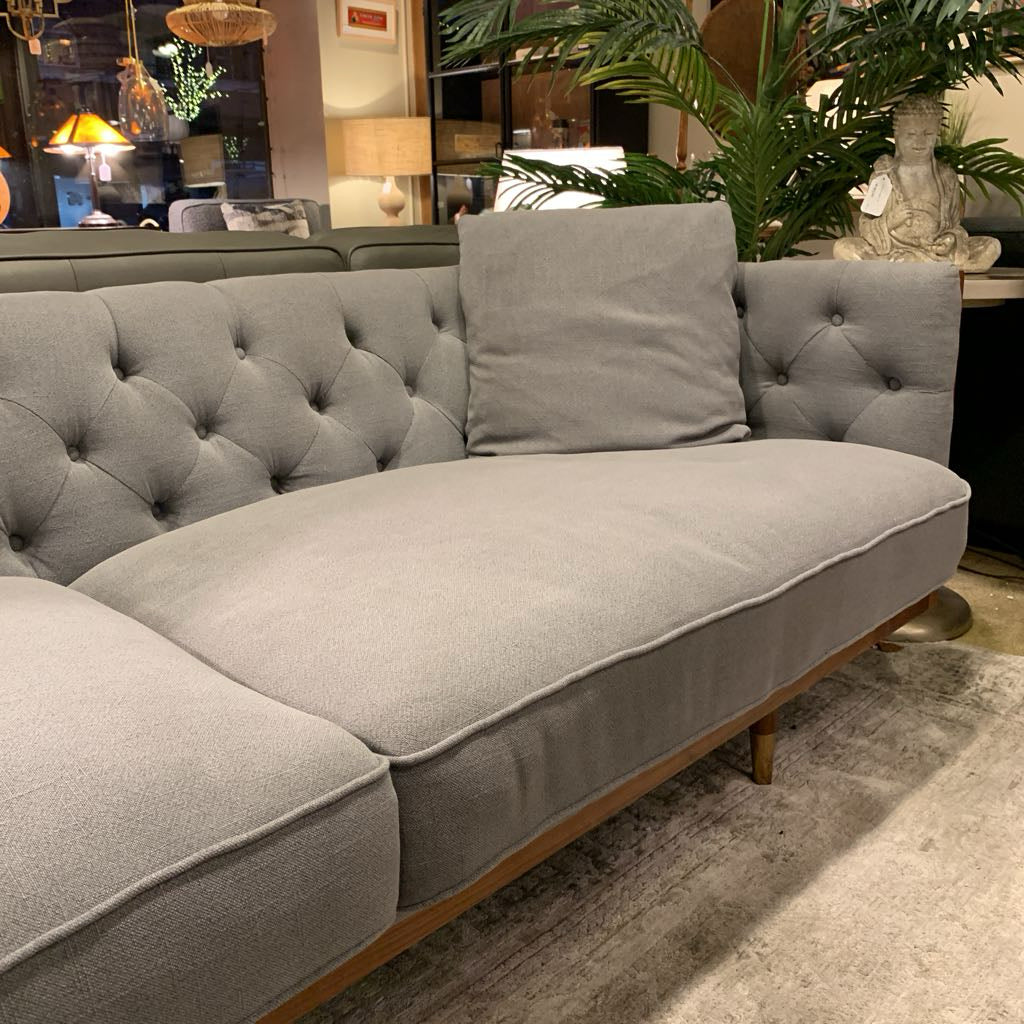 Woodrow Wood Wrapped Grey Sofa by Kardiel U SOFAS