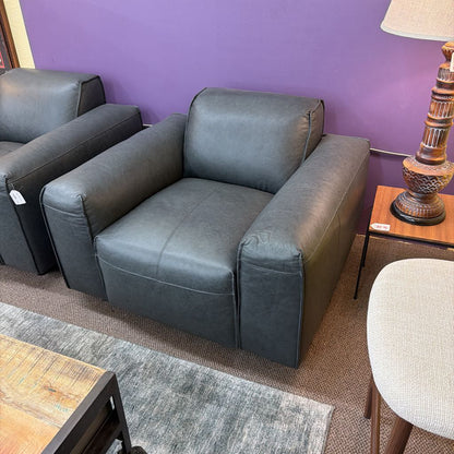 Premium Dark Leather Chair U ACCENT CHAIRS