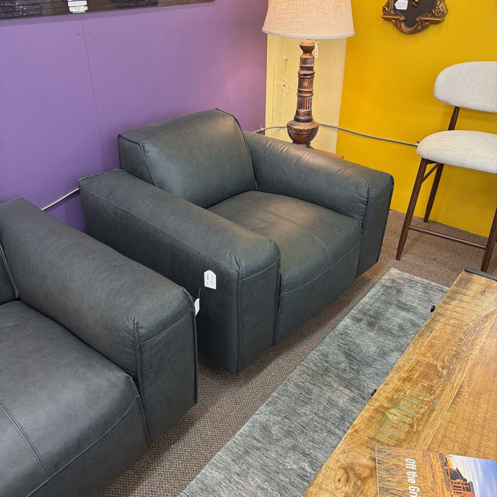 Premium Dark Leather Chair U ACCENT CHAIRS