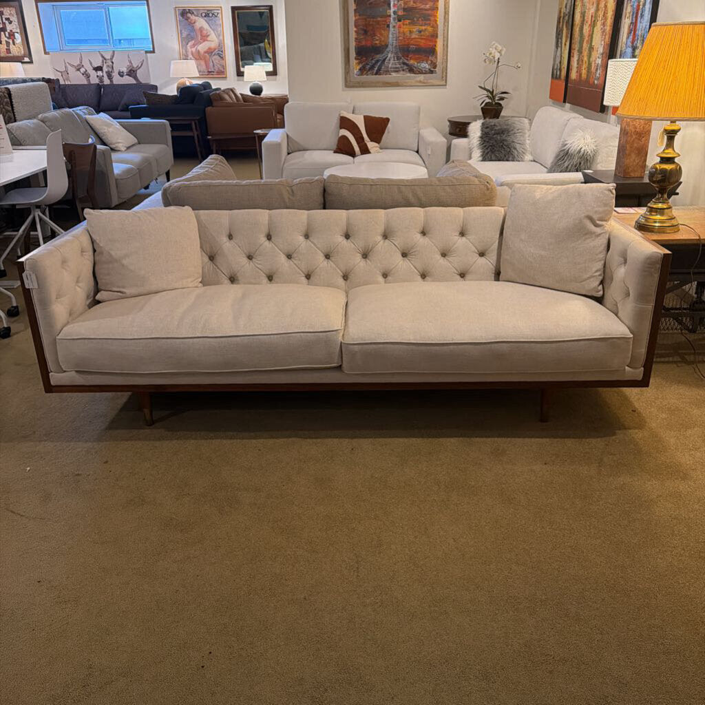 Woodrow Wood Wrapped Sofa in Oatmeal by Kardiel