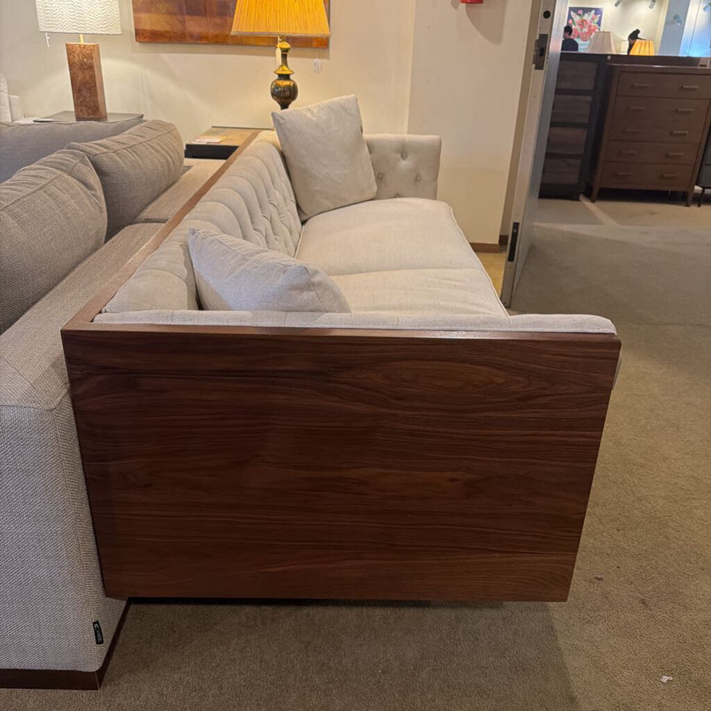 Woodrow Wood Wrapped Sofa in Oatmeal by Kardiel