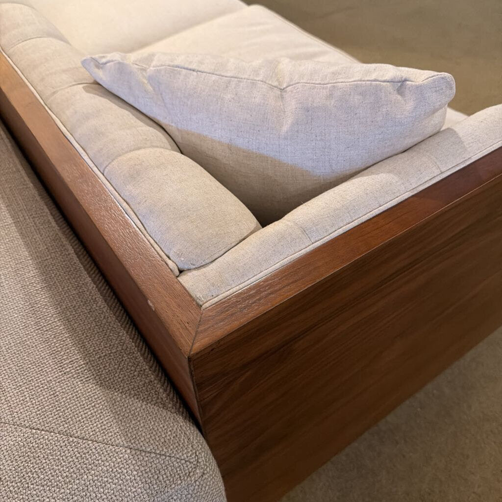 Woodrow Wood Wrapped Sofa in Oatmeal by Kardiel