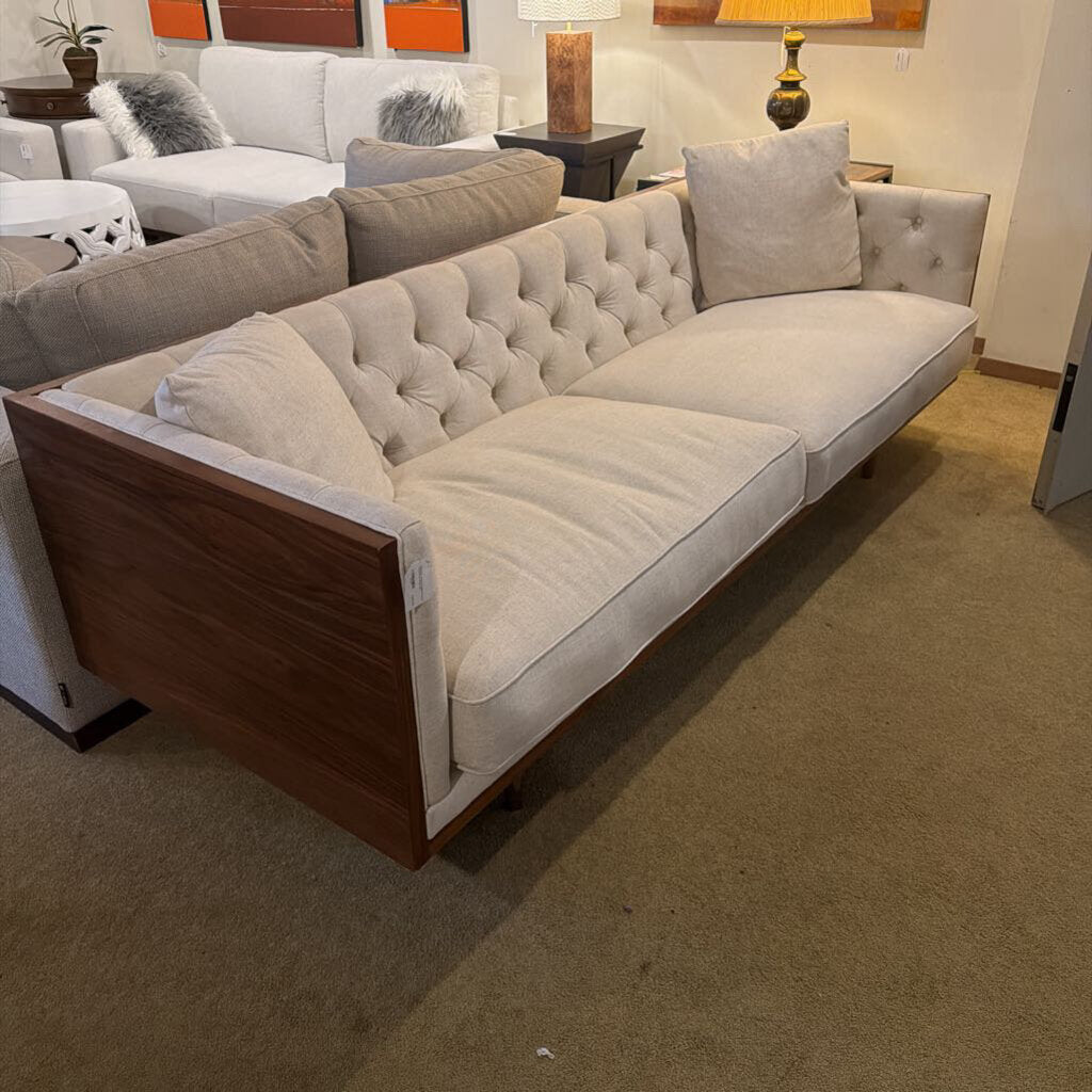 Woodrow Wood Wrapped Sofa in Oatmeal by Kardiel