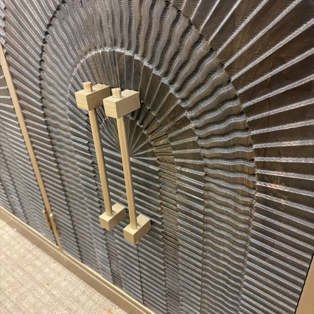 Wooden wall art with circular design and geometric patterns