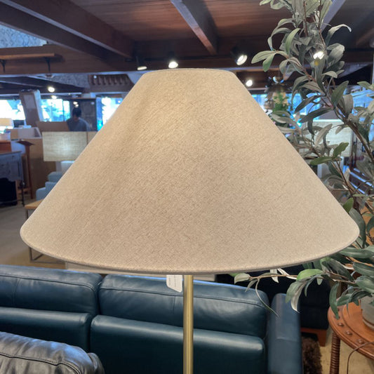 Slim Brass Floor Lamp with White Shade