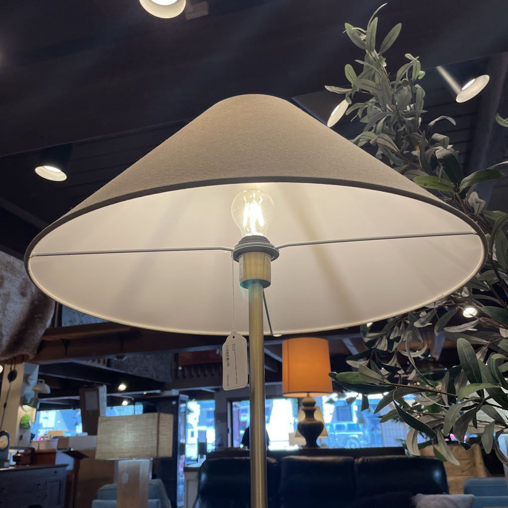 Slim Brass Floor Lamp with White Shade LAMPS