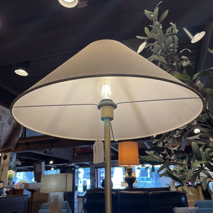 Slim Brass Floor Lamp with White Shade LAMPS