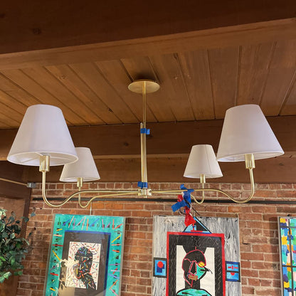 Simple Brass Chandelier with White Shades LAMPS