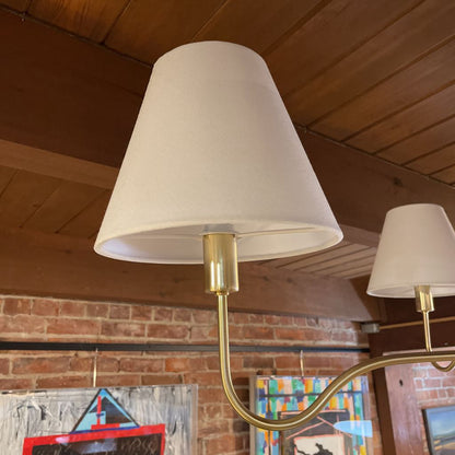 Simple Brass Chandelier with White Shades LAMPS