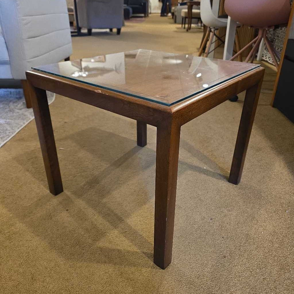MCM Square Glass Top Side Table