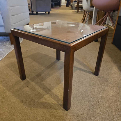 MCM Square Glass Top Side Table