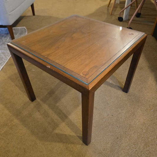 MCM Square Glass Top Side Table