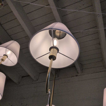 Simple Brass Chandelier with White Shades LAMPS
