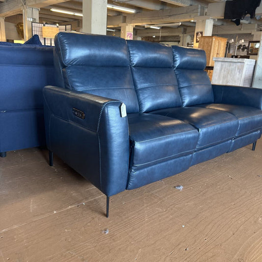 Midnite Blue Mod Leather Sofa