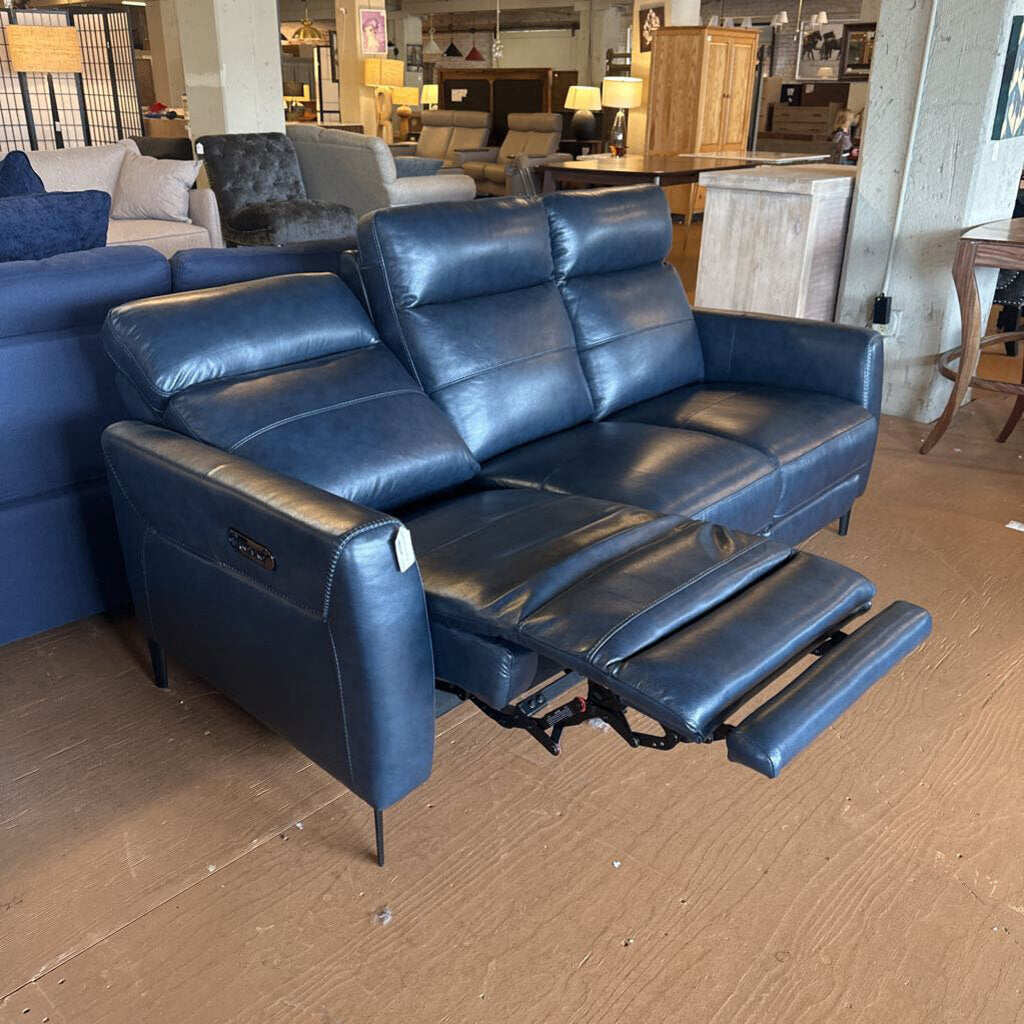Midnite Blue Mod Leather Sofa