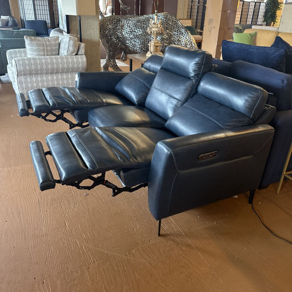 Midnite Blue Mod Leather Sofa