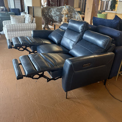 Midnite Blue Mod Leather Sofa