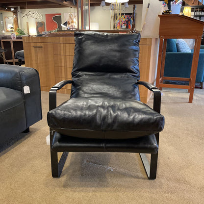 Metal Frame Black Lthr Accent Chair