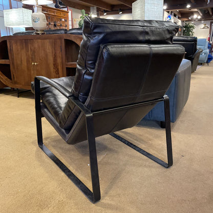 Metal Frame Black Lthr Accent Chair