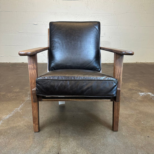 Walnut Leather Accent Chair U ACCENT CHAIRS