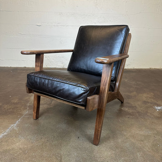 Walnut Leather Accent Chair U ACCENT CHAIRS