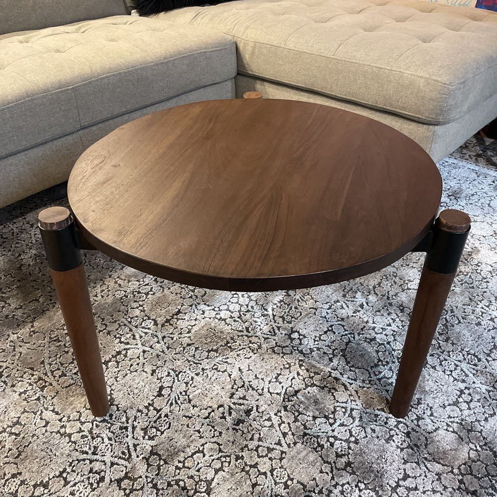 Round Dark Wood Side Table C SIDE TABLES