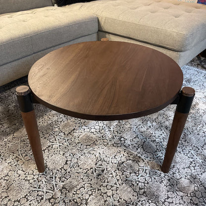 Round Dark Wood Side Table C SIDE TABLES