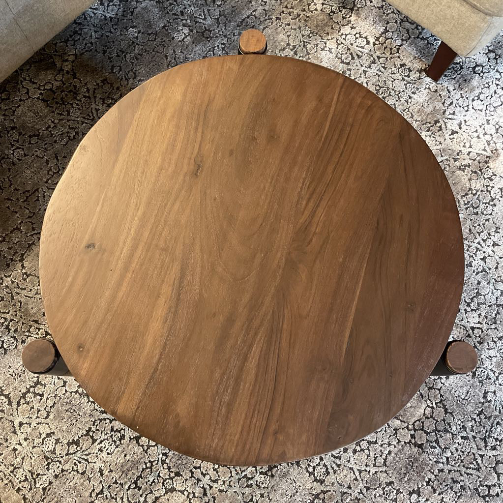 Round Dark Wood Side Table C SIDE TABLES