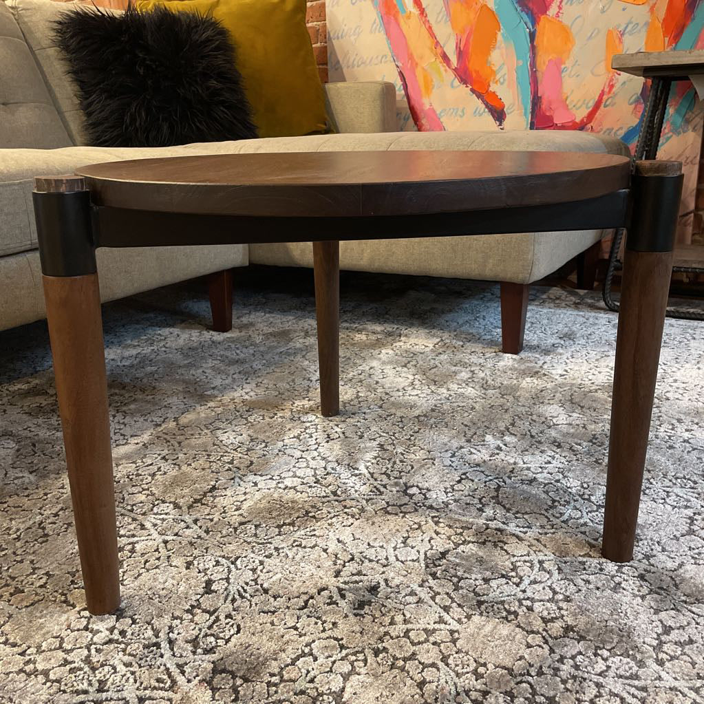 Round Dark Wood Side Table C SIDE TABLES