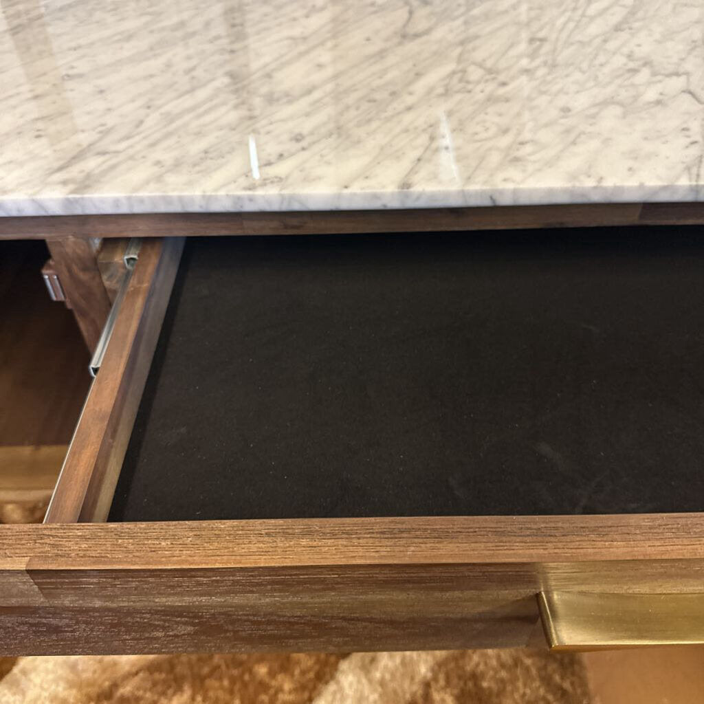 Wooden drawer with marble countertop